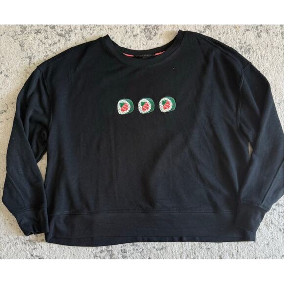 Jane and Delancy Black Sushi Embroidered Sweatshirt Size XL - Picture 1 of 5